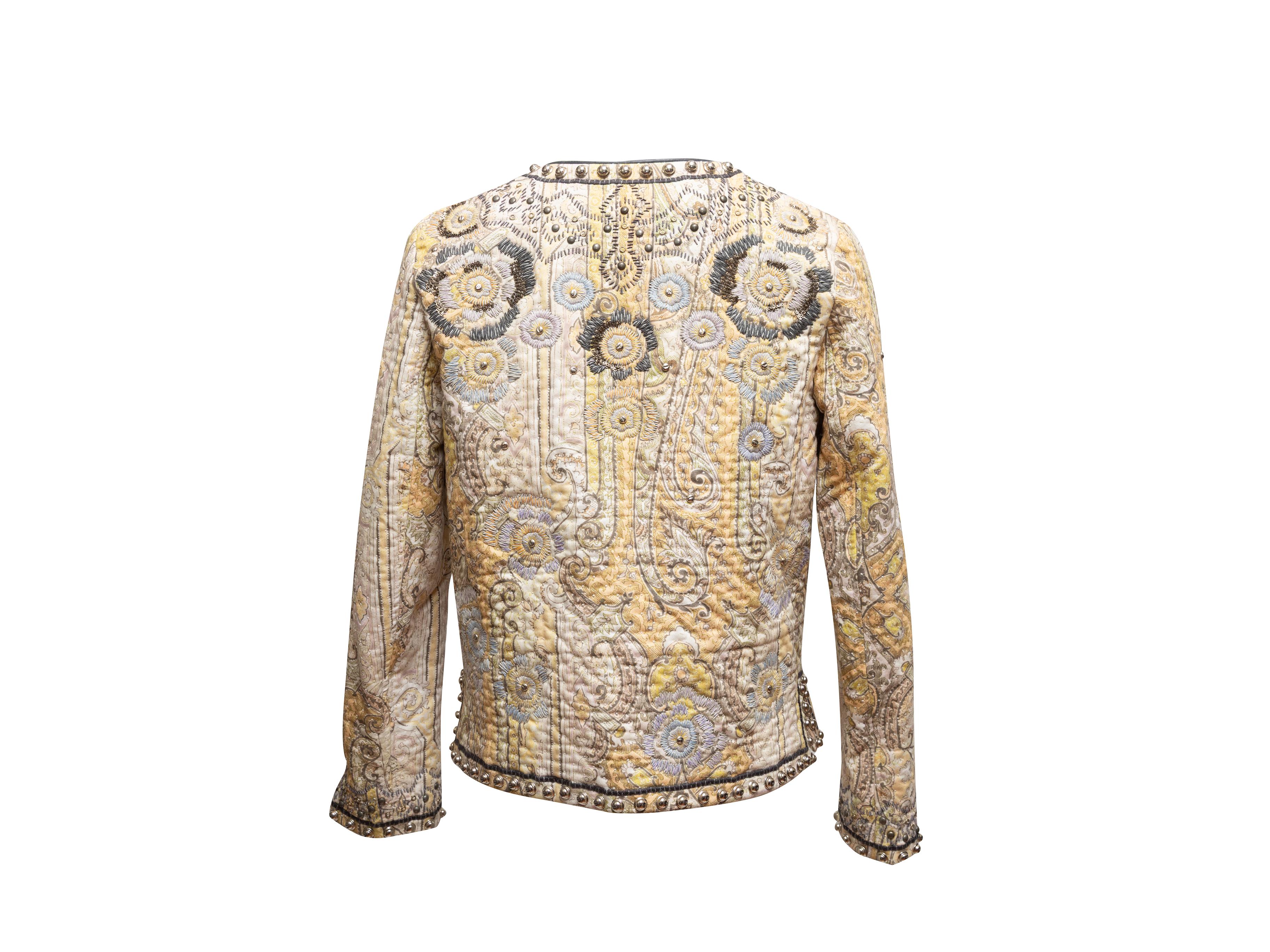 Beige Light Yellow & Multicolor Isabel Marant Embroidered & Studded Jacket Size FR 42 For Sale
