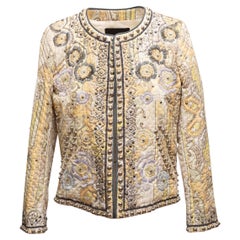 Light Yellow & Multicolor Isabel Marant Embroidered & Studded Jacket Size FR 42