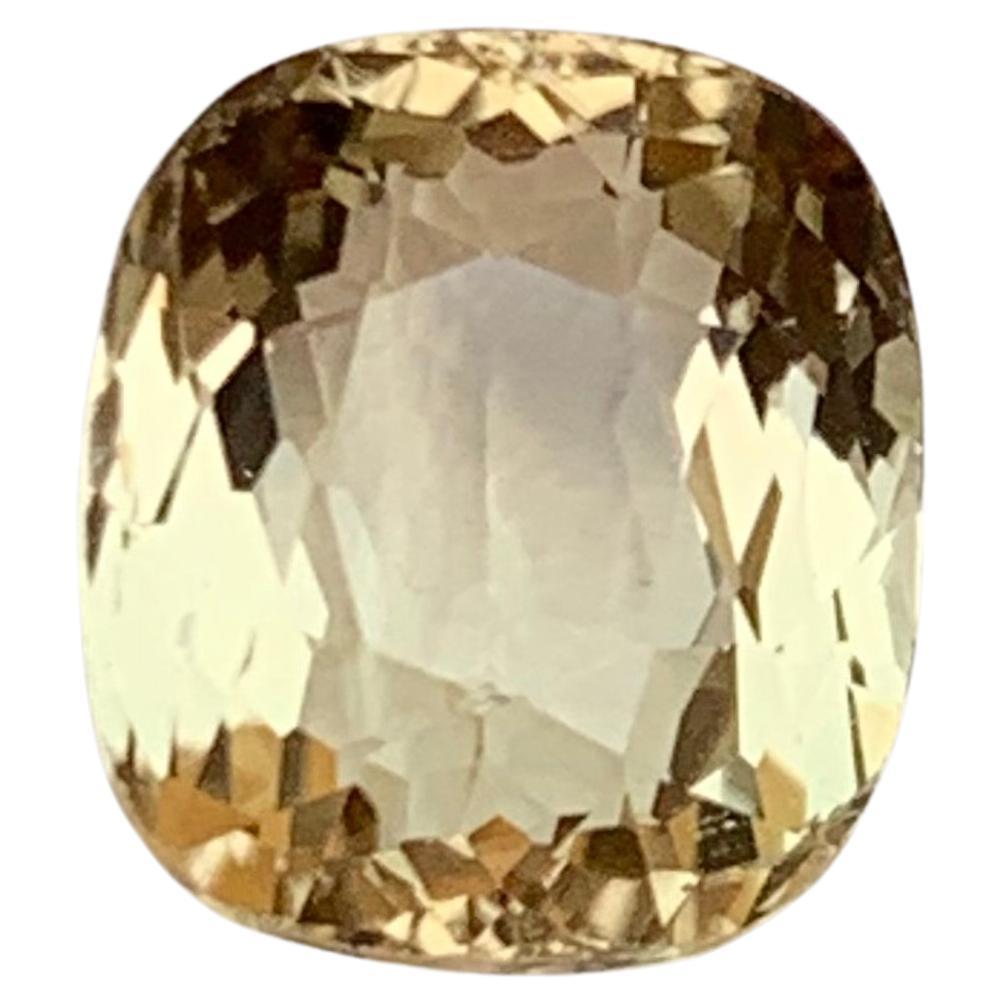 Light Yellow Natural Tourmaline Gemstone, 4.73 Ct Cushion Cut for Ring/Pendant For Sale