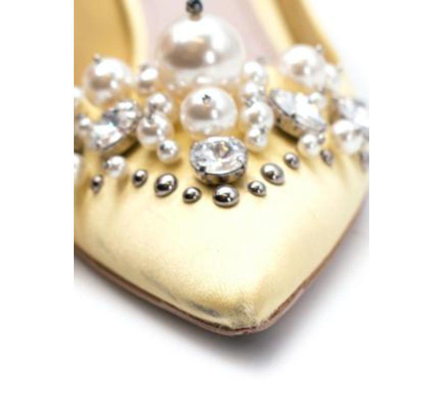 De las mujeres Miu Miu Bombas de tacón de raso amarillo claro con adornos de cristal - 39 en venta