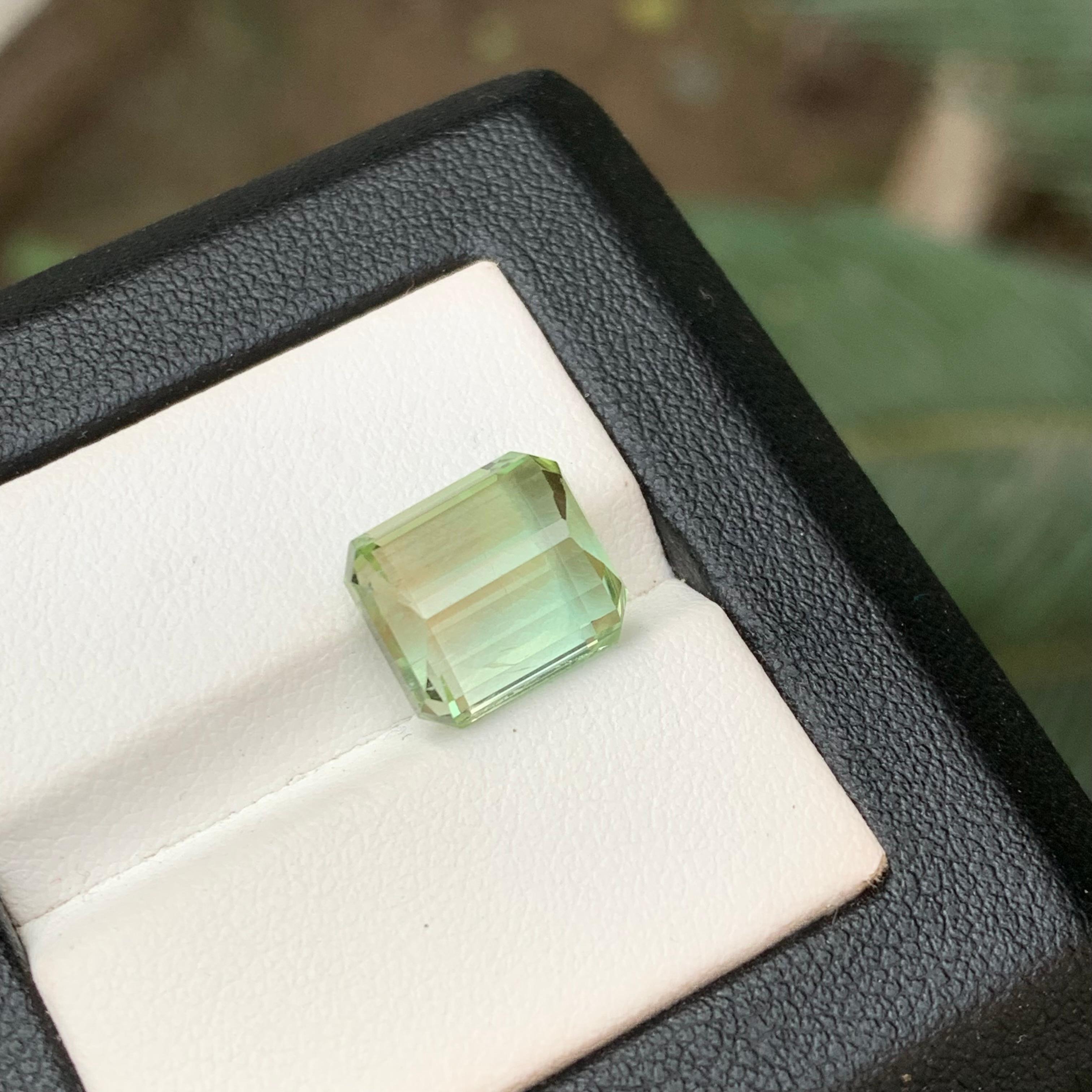 Bague en tourmaline naturelle vert citron clair, pierre précieuse non sertie de 6,95 carats, taille émeraude Unisexe en vente