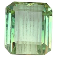 Light Lime Green Natural Tourmaline Ring Loose Gemstone 6.95Ct Emerald Cut Jewel