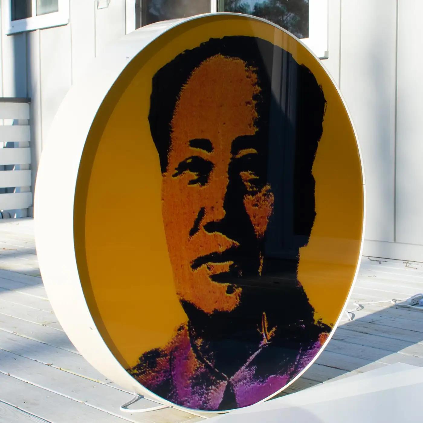 Late 20th Century Lightbox Acrylic Print, Mao Tse Tung Silkscreen, circa 1970 For Sale