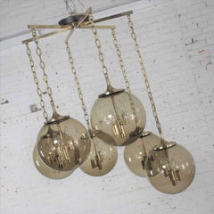 Lightcraft of California Chandelier with 6 Cascading Smoke Glass Orb Globes