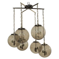 Lightcraft of California Chandelier with 6 Cascading Smoke Glass Orb Globes