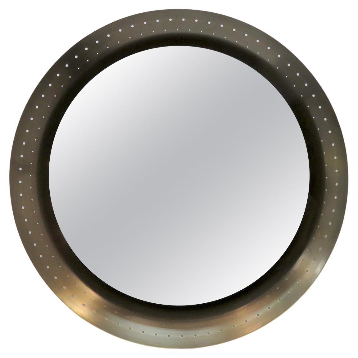 Pre-owned Gallery L7 Lighted Accent Mirror 'dc-1' In Patinated Brass By In Gray