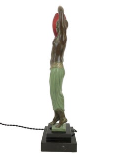 Lighted Art Deco Style Sculpture Lamp Odalisque by Fayral and Max Le Verrier