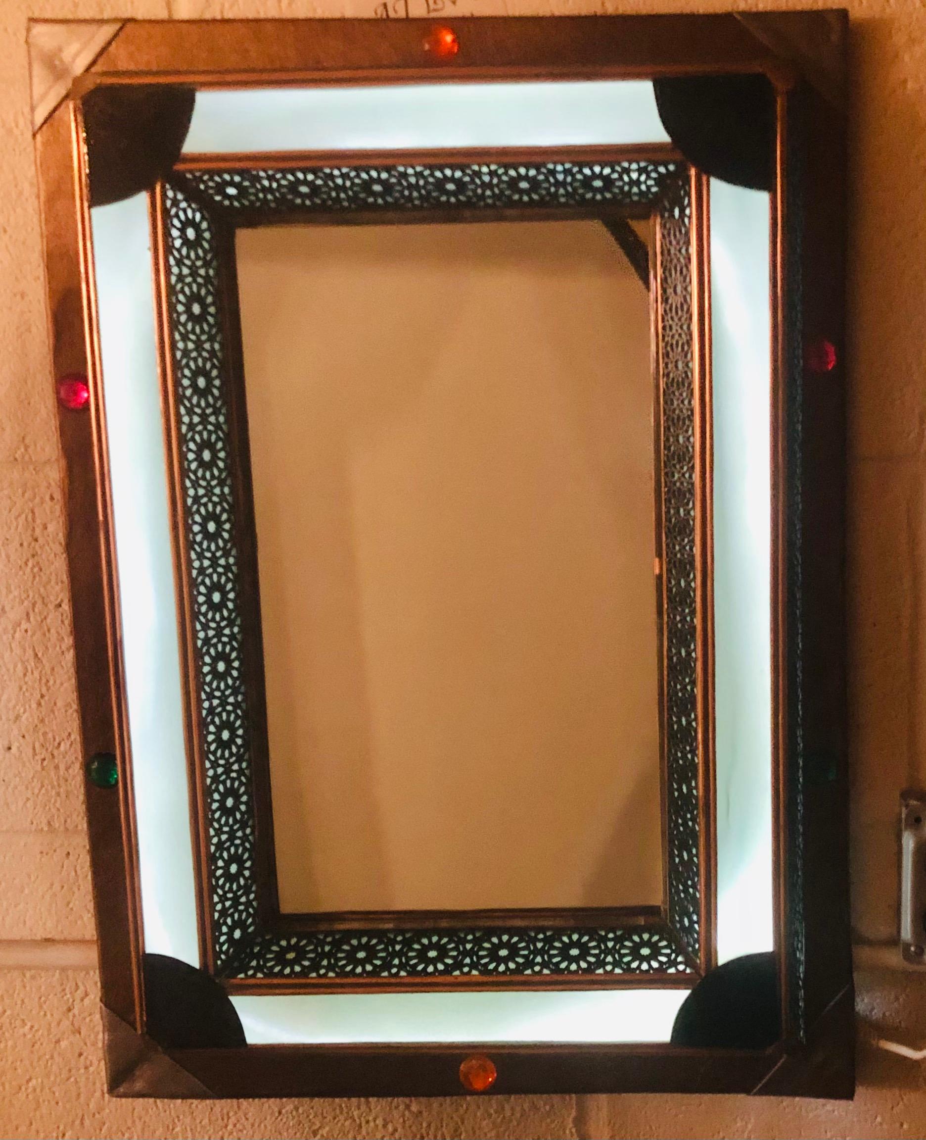 Lighted Art Deco Style Vanity Mirror or Wall Mirror For Sale 5