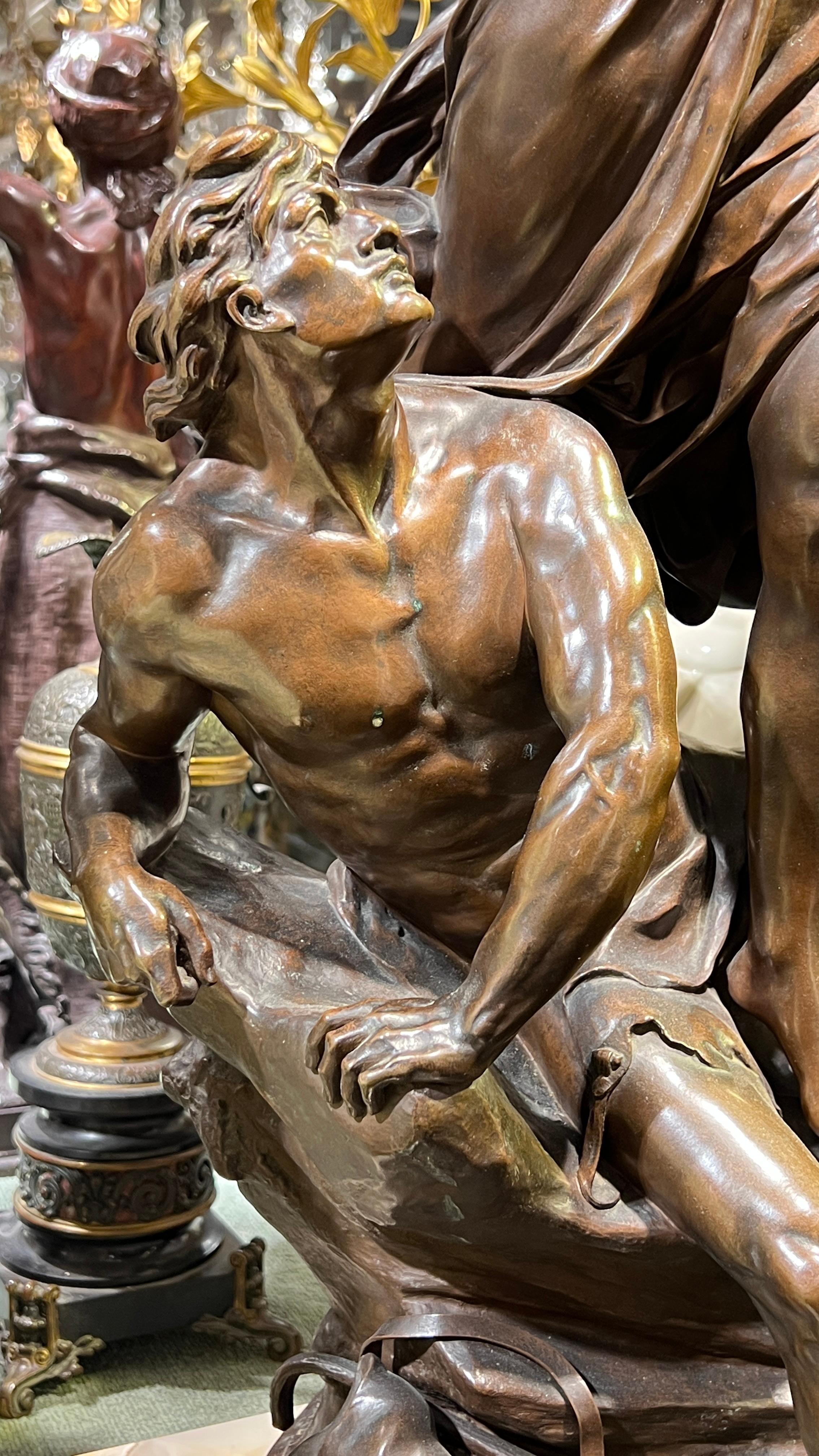 Néoclassique Sculpture / Lampe en bronze éclairée d'après Emile Louis Picault en vente