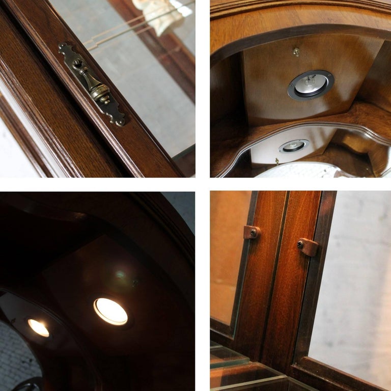 Lighted Curio with Arched Top in Dark Wood a Vintage, Pair at