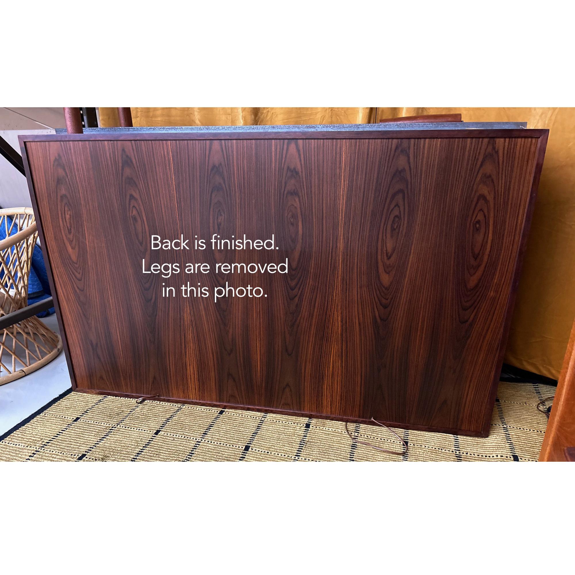 Lighted Danish Rosewood Glass Door Hutch Cabinet Bookcase with Carved Pulls For Sale 5