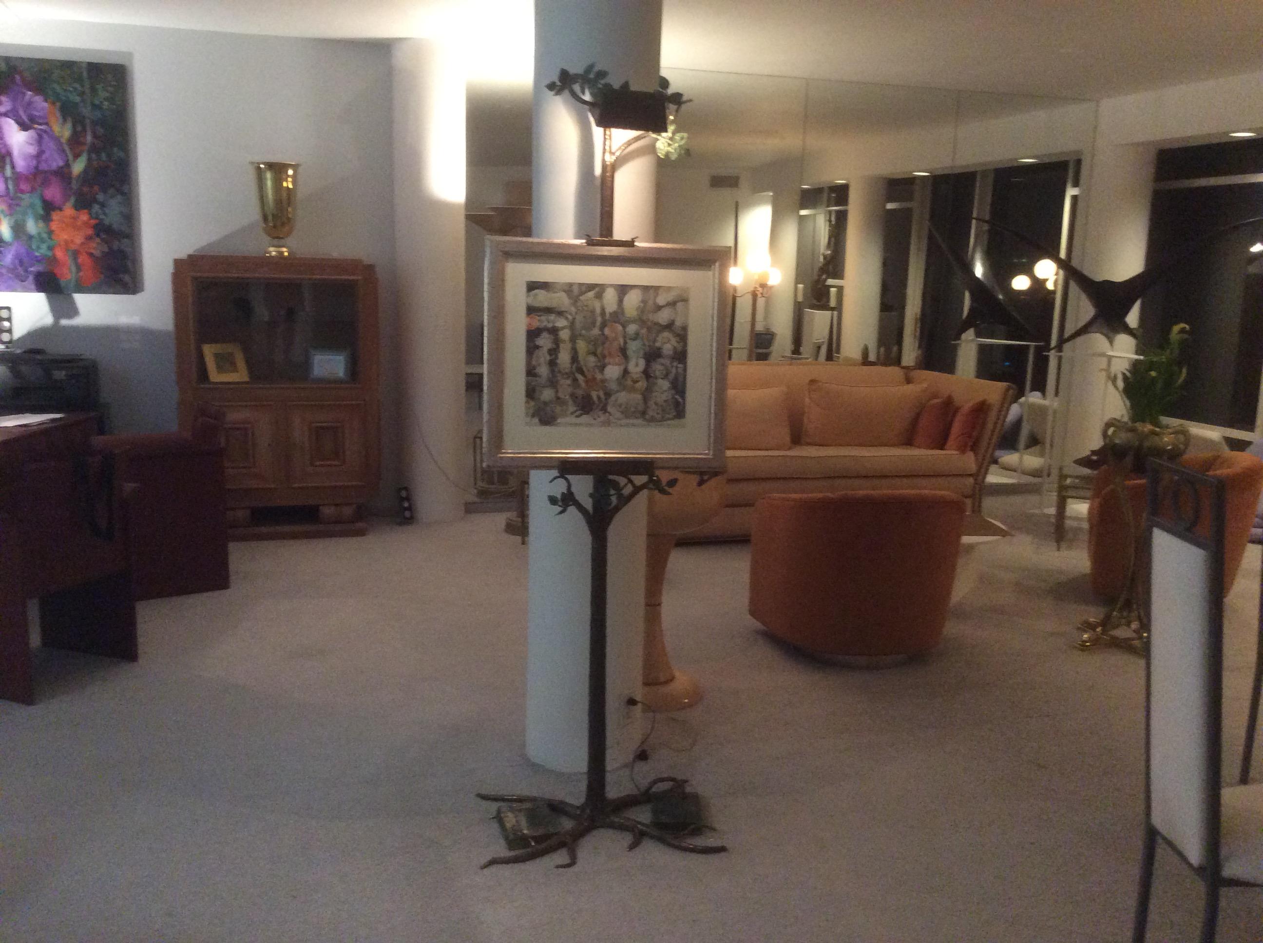 Lighted Easel Sculpture in Bronze by Daniel Chassin, Signed Piece 3