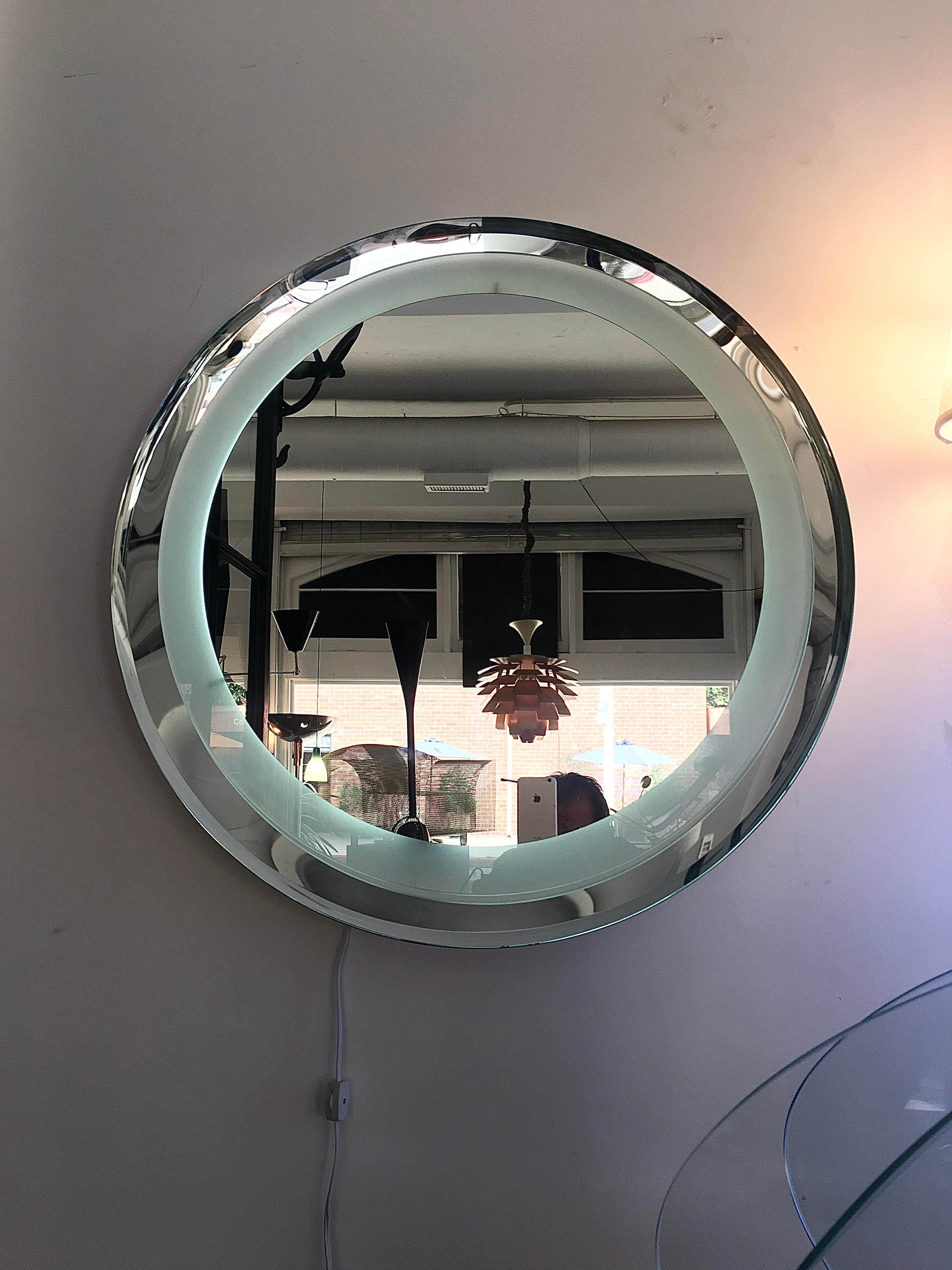 Lighted Glass and Chrome Wall Mirror, by Cristal Arte For Sale 2