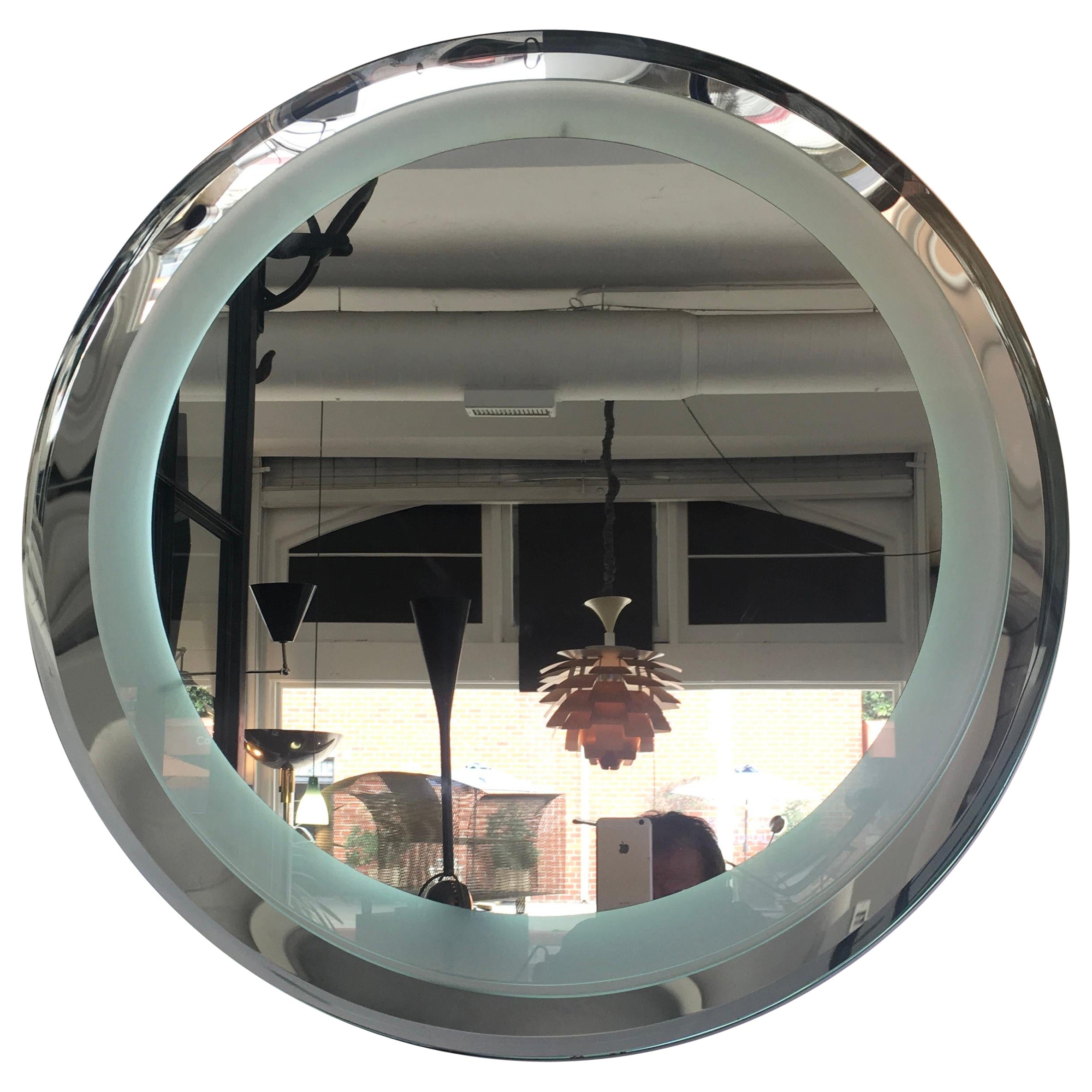 Wandspiegel aus beleuchtetem Glas und Chrom, von Cristal Arte