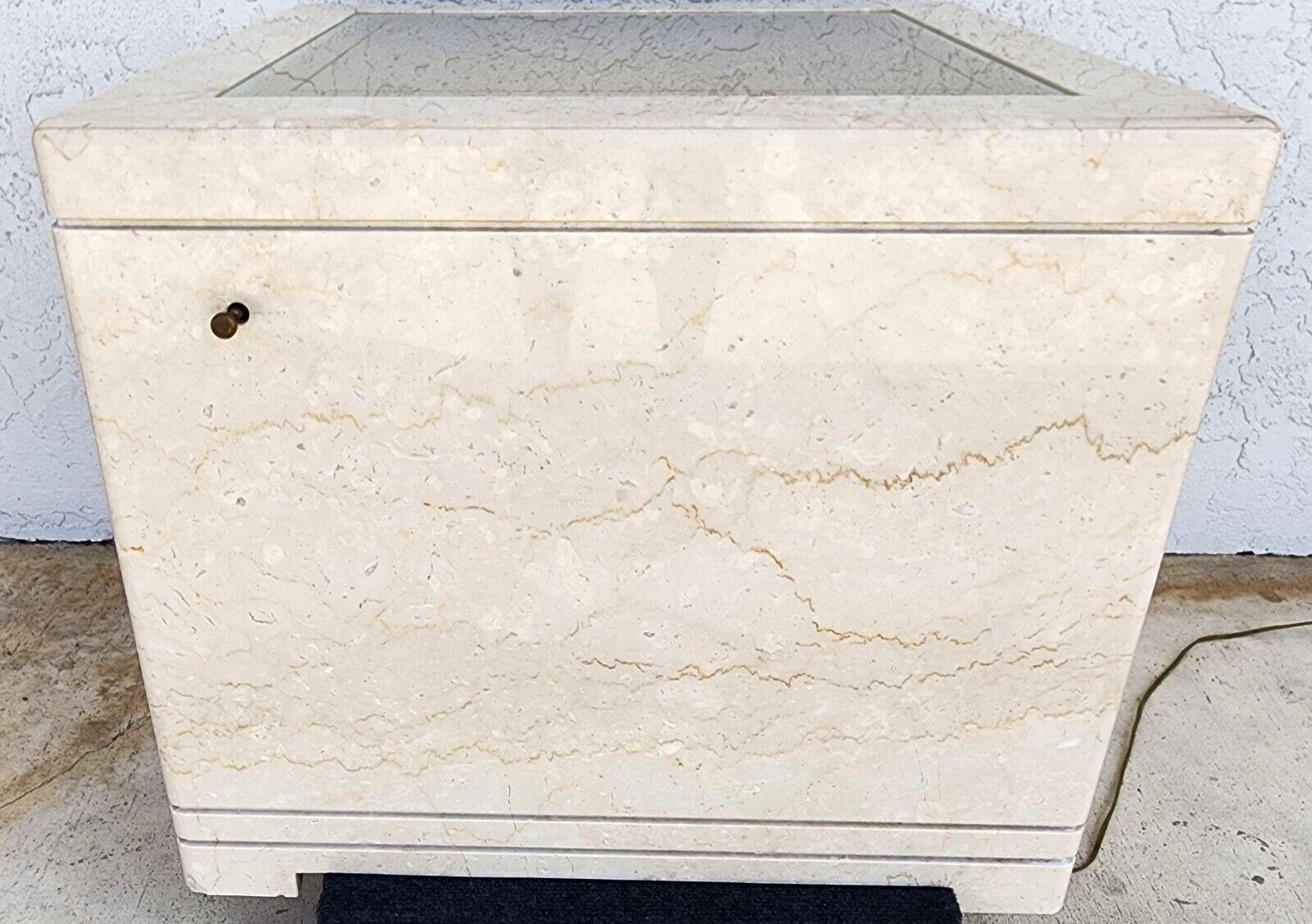 Lighted Marble Side Center Table Vintage Custom Made For Sale 1