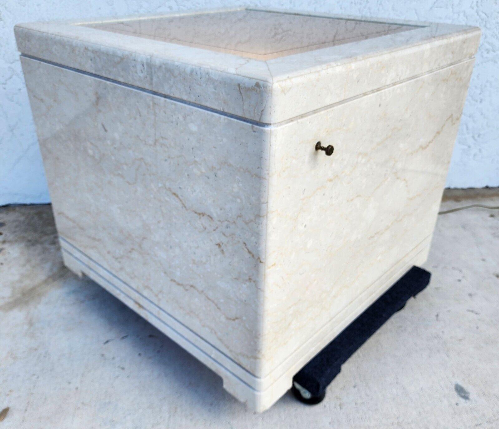 Lighted Marble Side Center Table Vintage Custom Made For Sale 3
