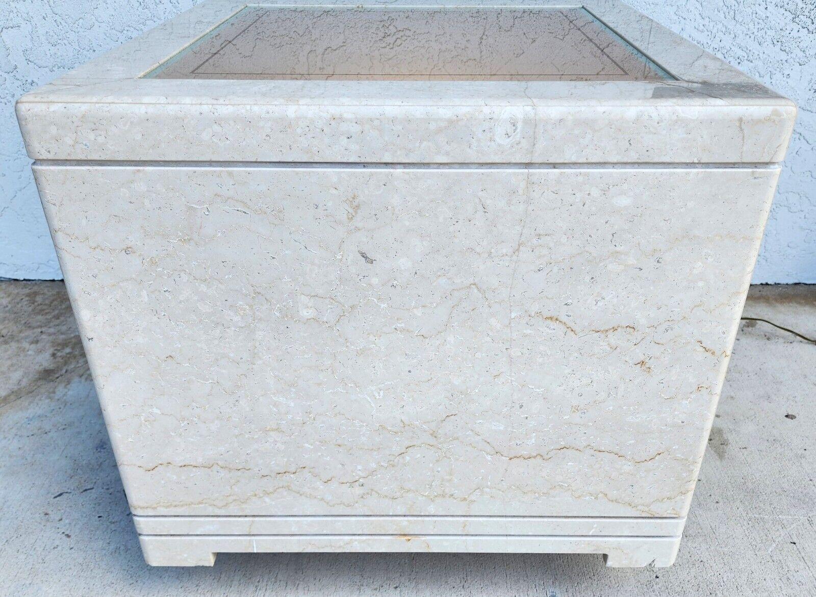 Table d'appoint en marbre éclairée Vintage Custom Made en vente 4