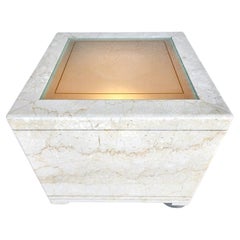Mesa de centro lateral de mármol iluminada Vintage Custom Made