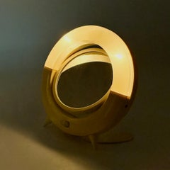 1990 Miroir de courtoisie double face, plastique ivoire, Italie