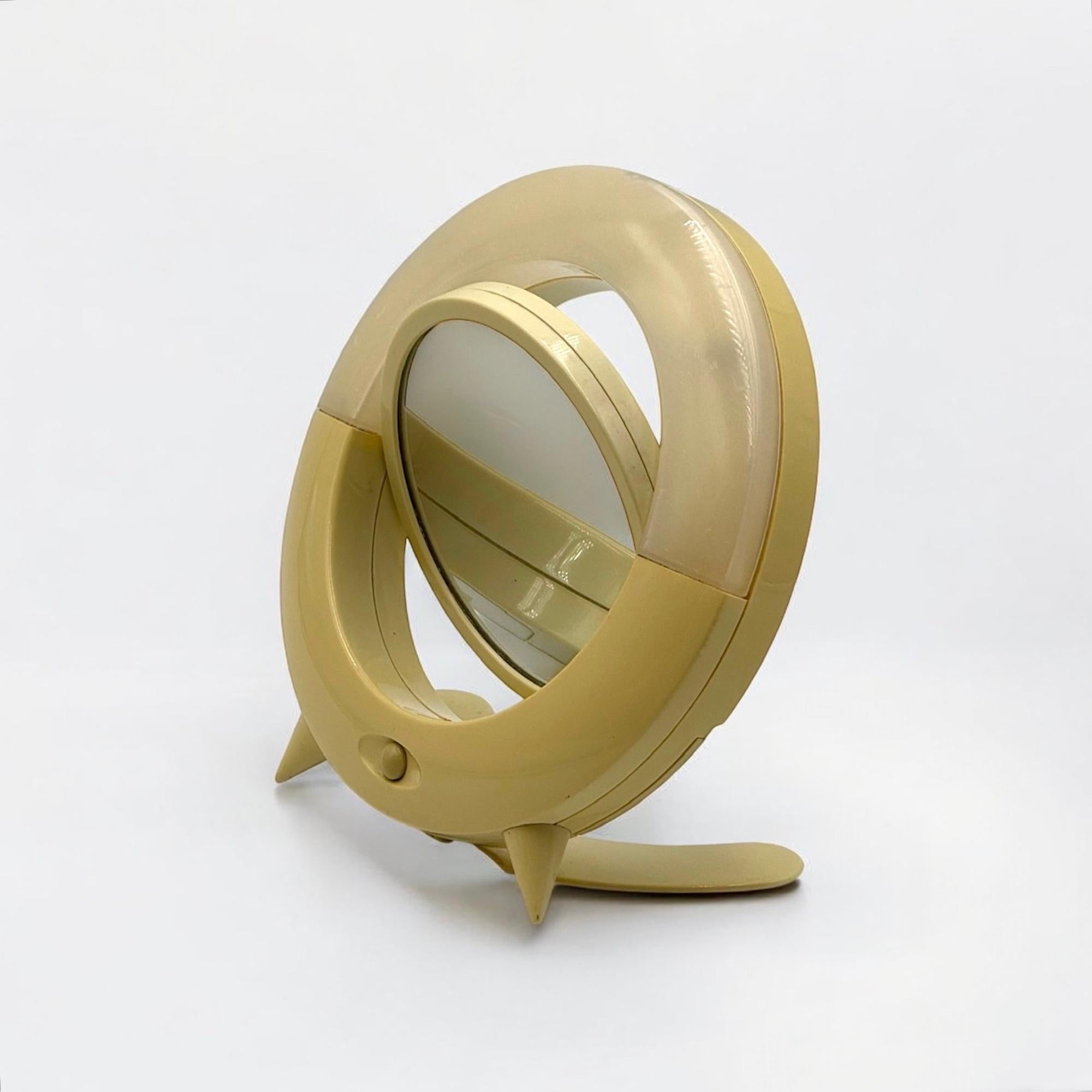 Glass Lighted Space Age Vanity Mirror, 1990s, Italy For Sale