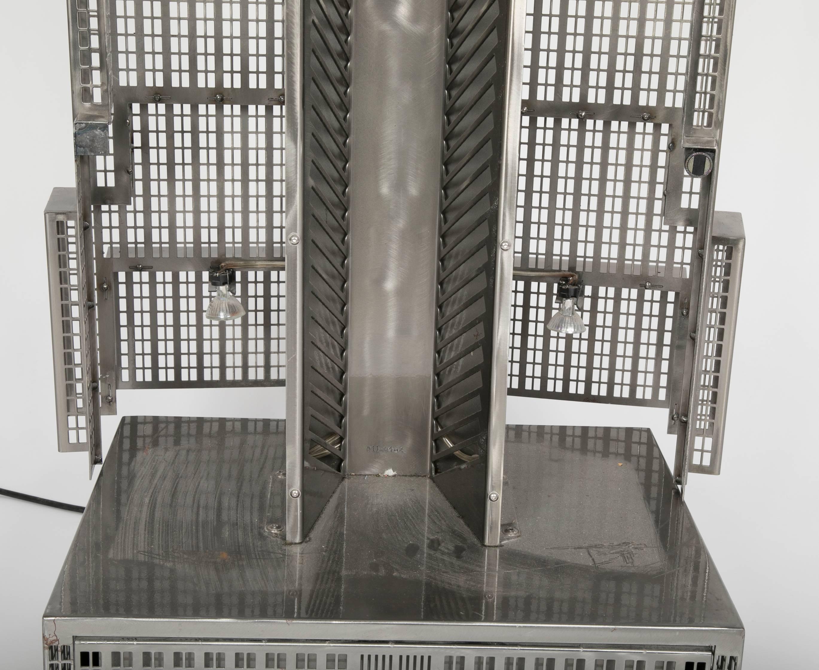 Late 20th Century Lighted Steel Sculpture of the Empire State Building