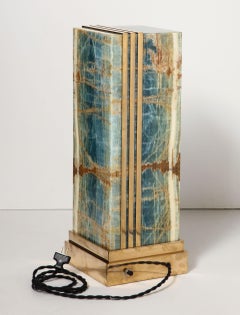 Lighted Table Lamp Sculpture with Blue Aragonite by Studio Greytak