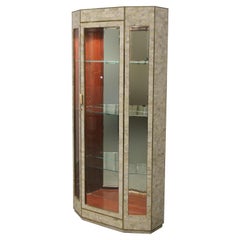 Vintage Lighted Tessellated Stone Vitrine Display Case by Maitland Smith, 1980s