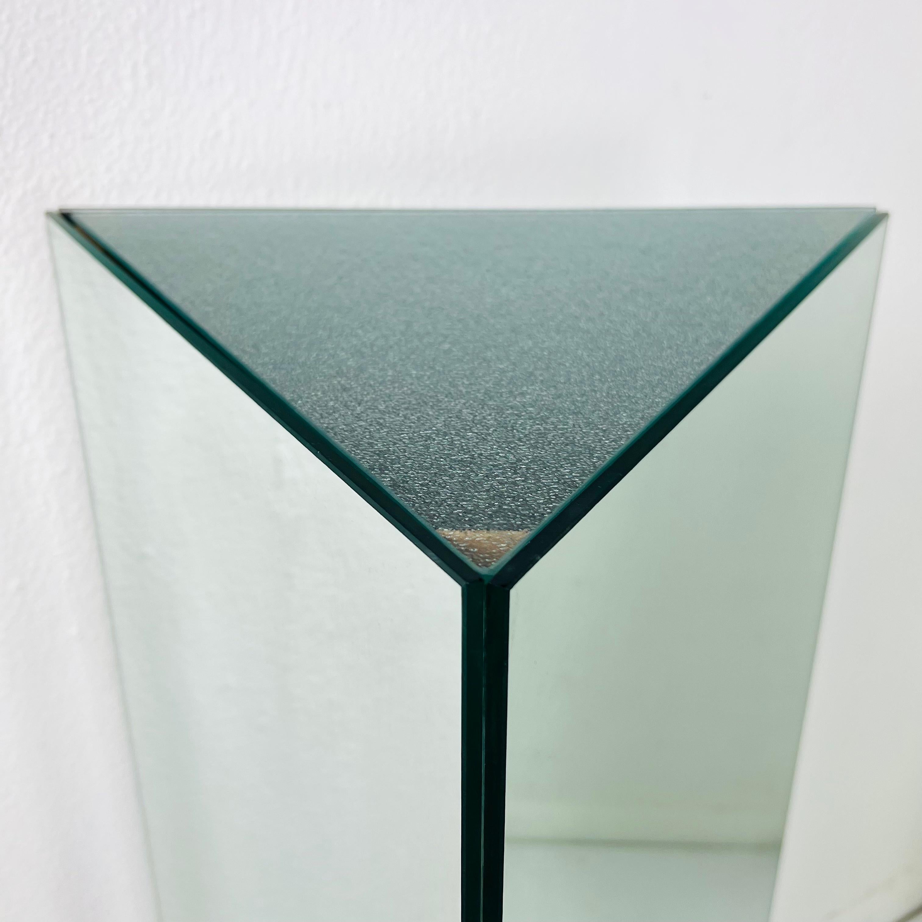Lighted Triangular Mirrored Pedestal (3 Available) For Sale 3