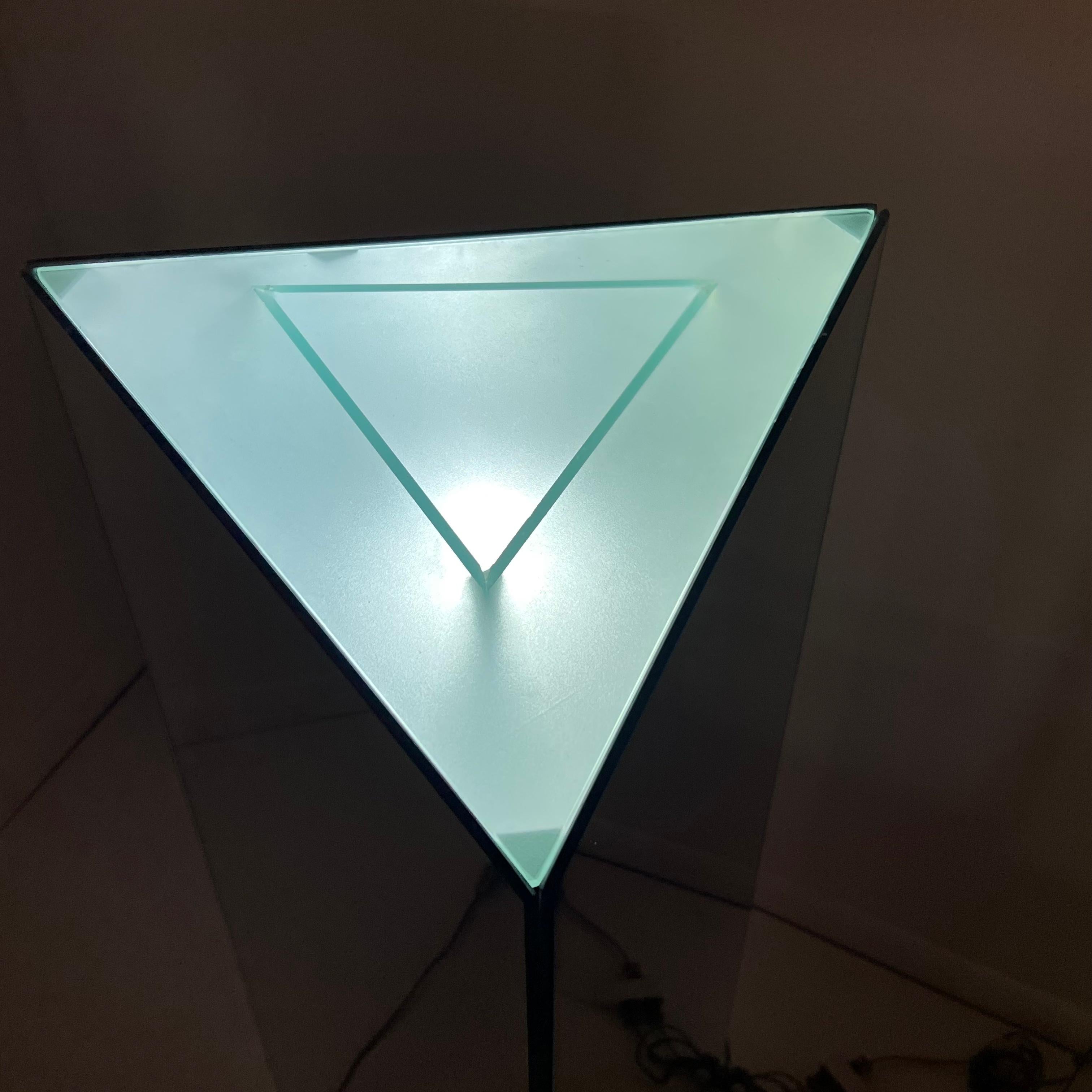 Lighted Triangular Mirrored Pedestal (3 Available) For Sale 9