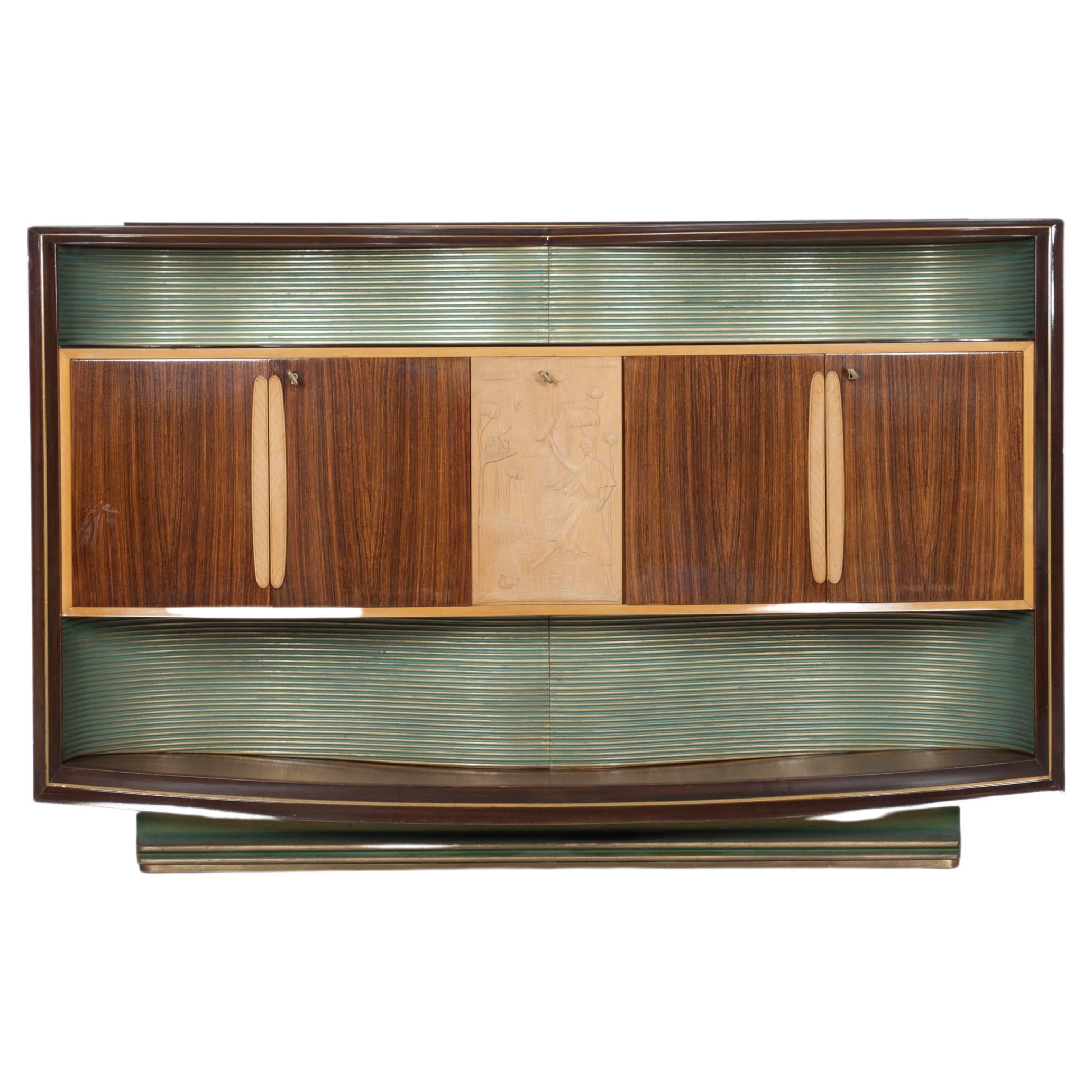 Lighted Vittorio Dassi "Midcentury" bar cabinet from the 1950s For Sale
