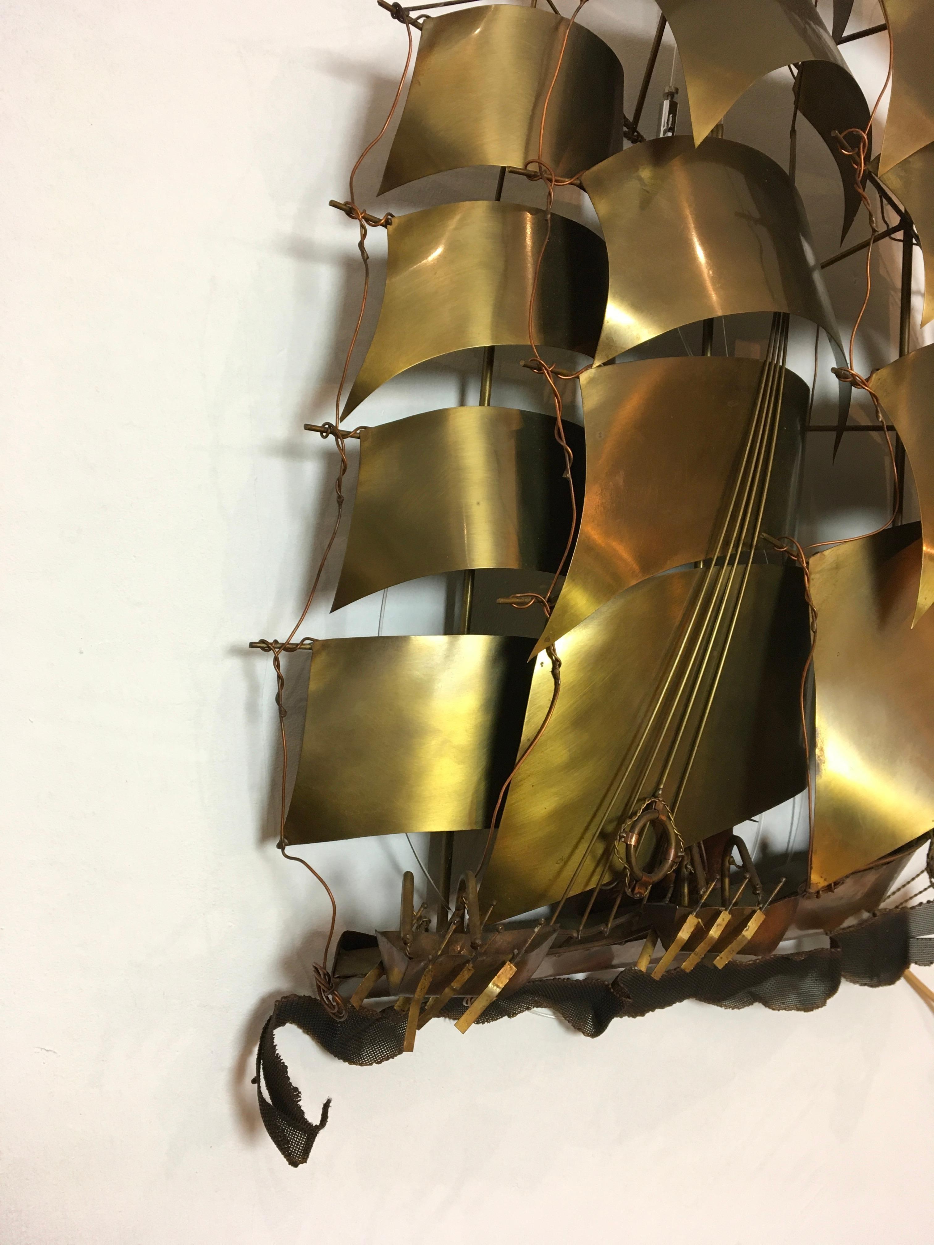 Lighted Wall Sculpture of Sailboat by Daniel D'Haeseleer, Belgium For Sale 3