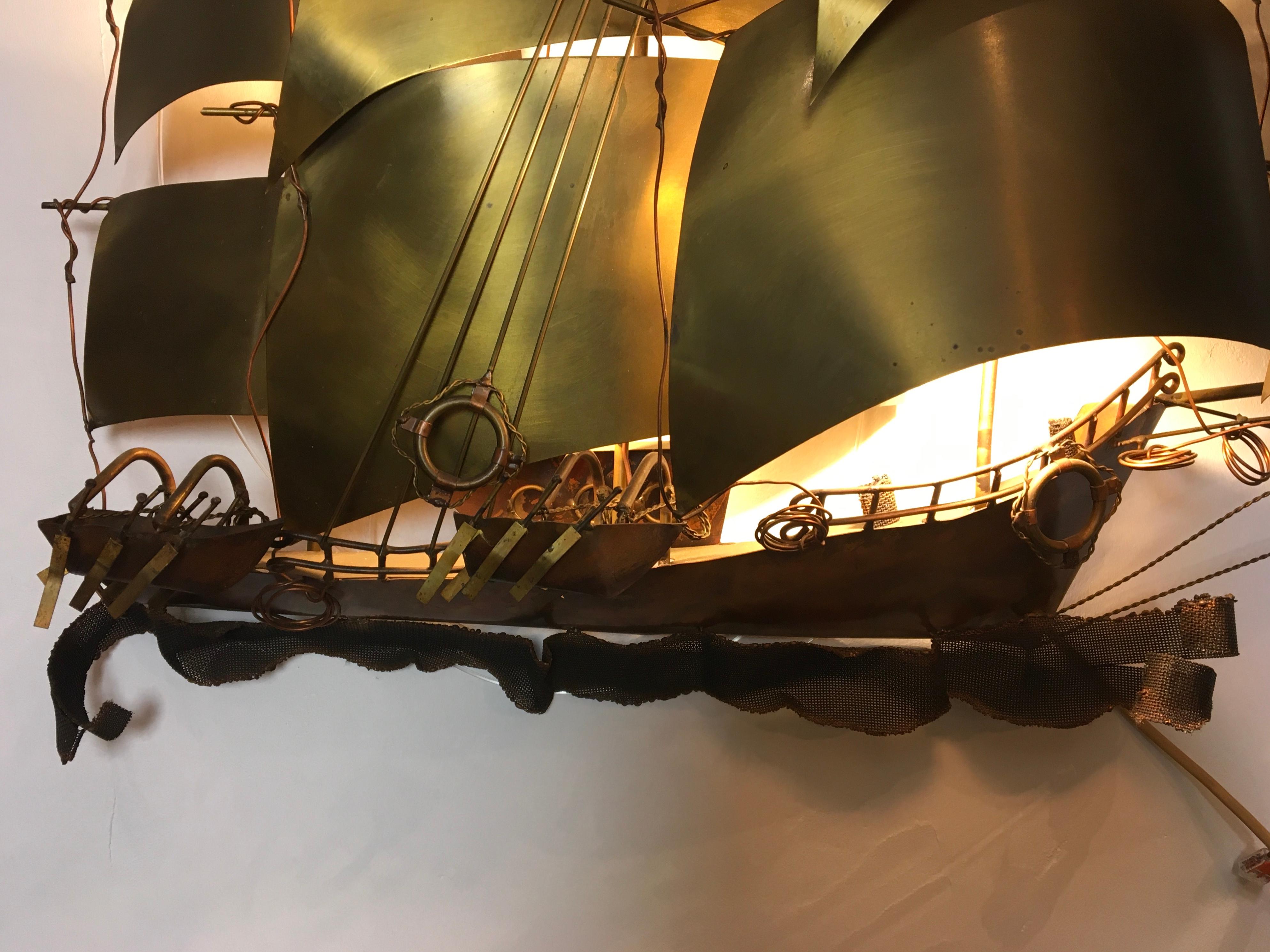 Beleuchtete Wandskulptur Segelboot von Daniel D'Haeseleer, Belgien im Angebot 4