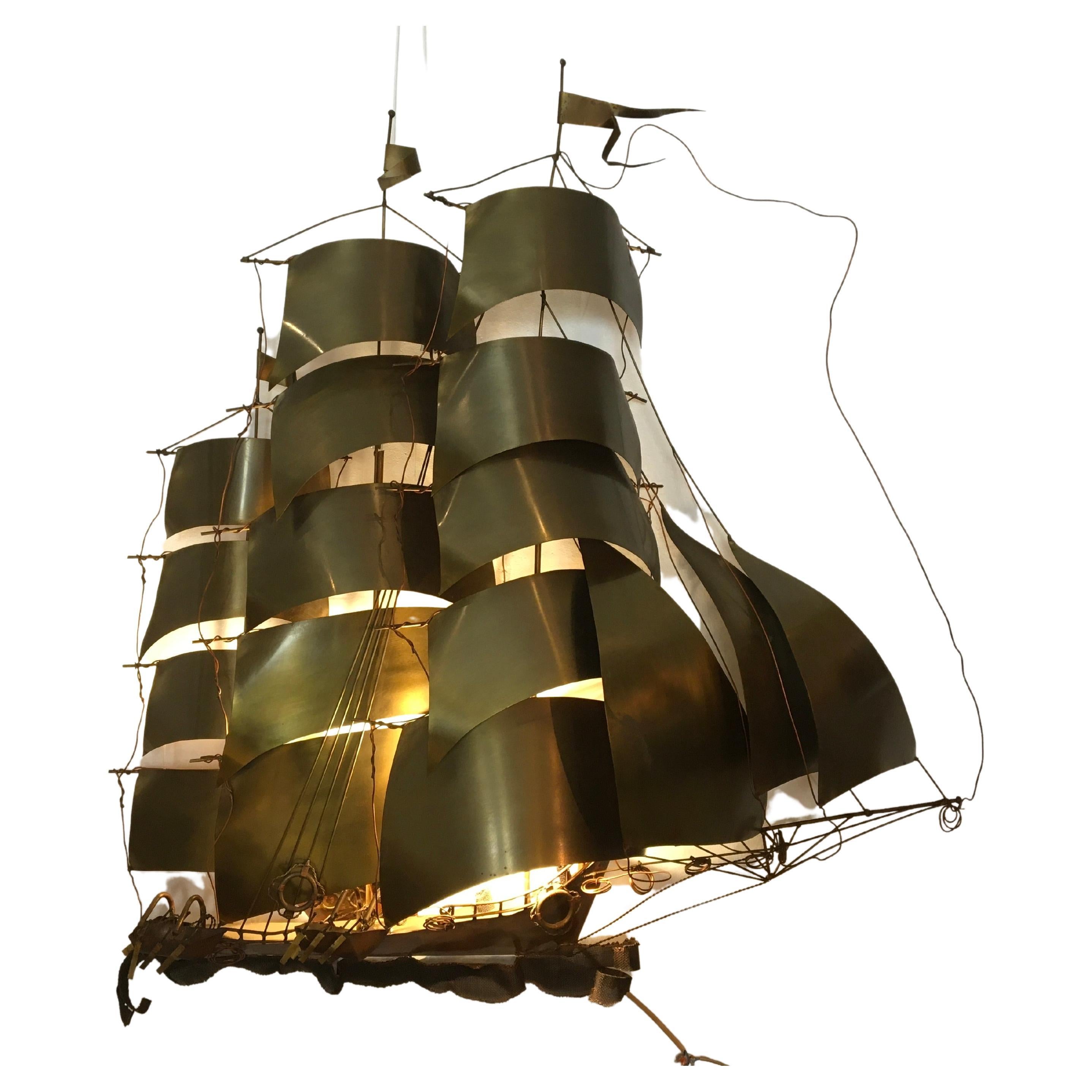 Lighted Wall Sculpture of Sailboat by Daniel D'Haeseleer, Belgium For Sale