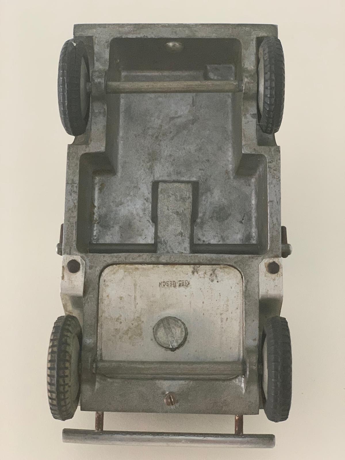 German Lighter and Cigarette Receptacle in Form of a Jeep, by Walter Baier, 1948