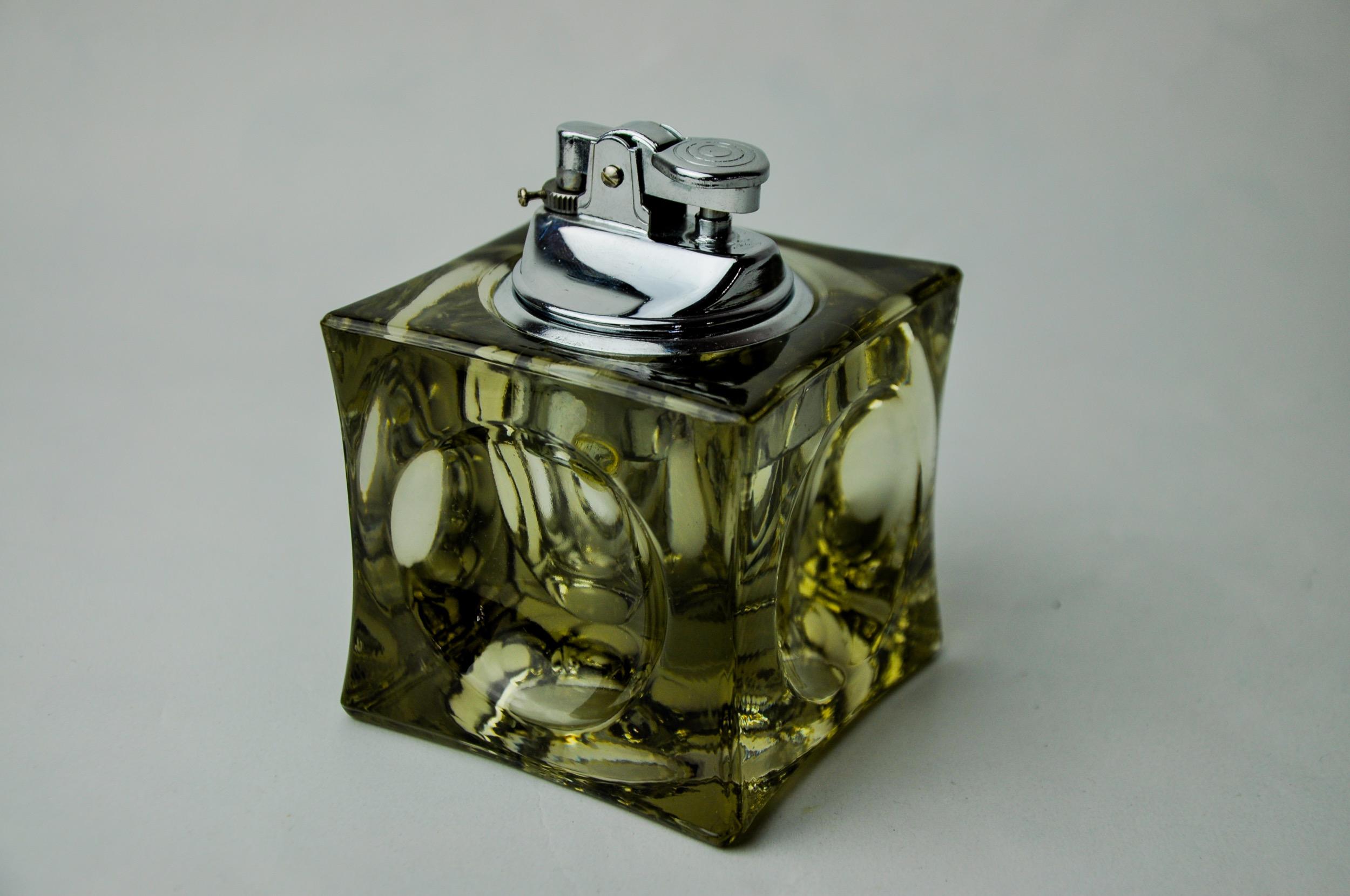 Hollywood Regency Ice cube Lighter by Antonio Imperatore, black murano glass, Italy, 1970 For Sale