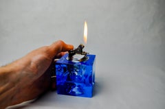 Lighter by Antonio Imperatore, blue murano glass, Italy, 1970