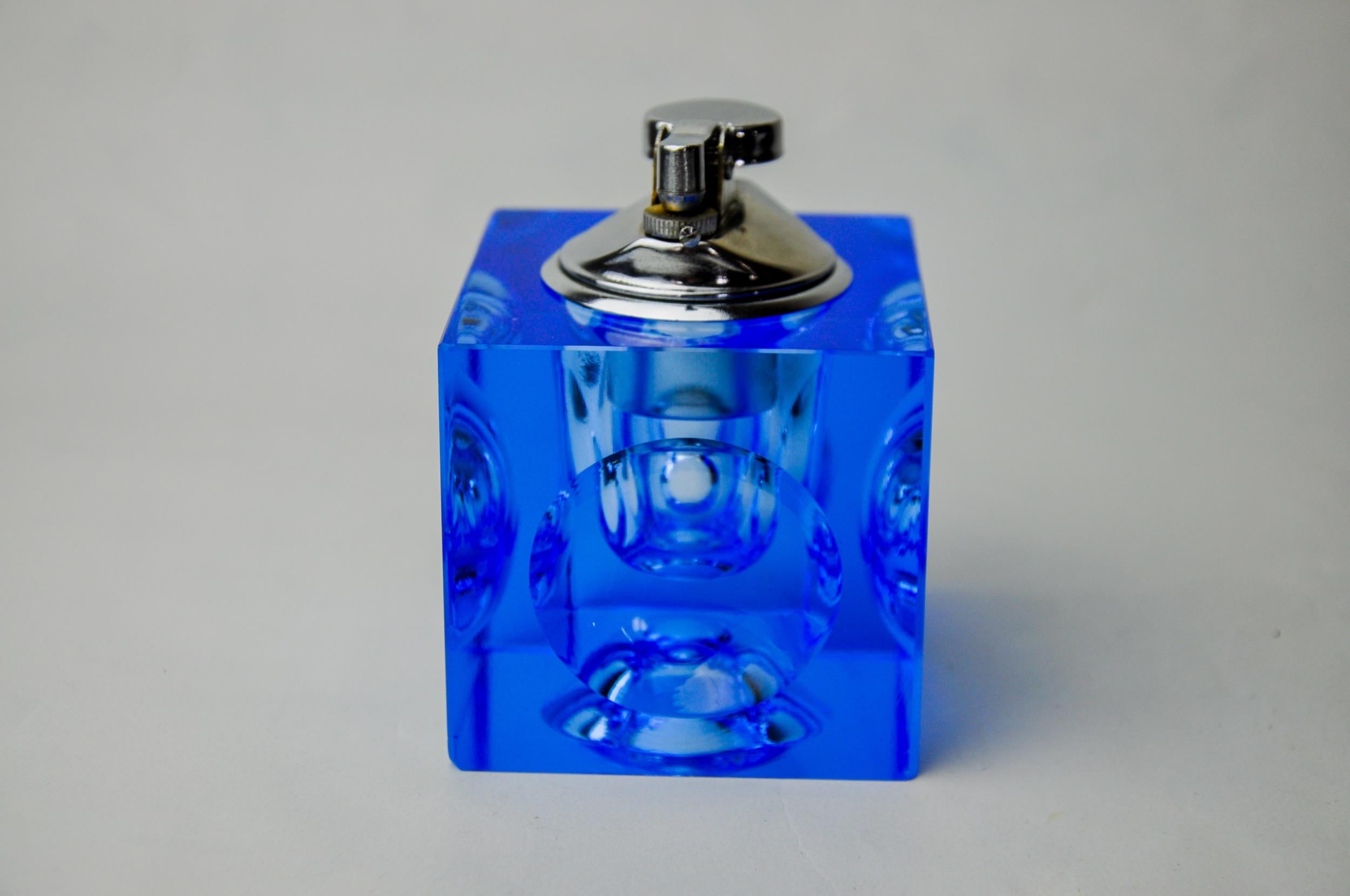 Feuerzeug von Antonio Imperatore, blaues Muranoglas, Italien, 1970 (Italienisch) im Angebot