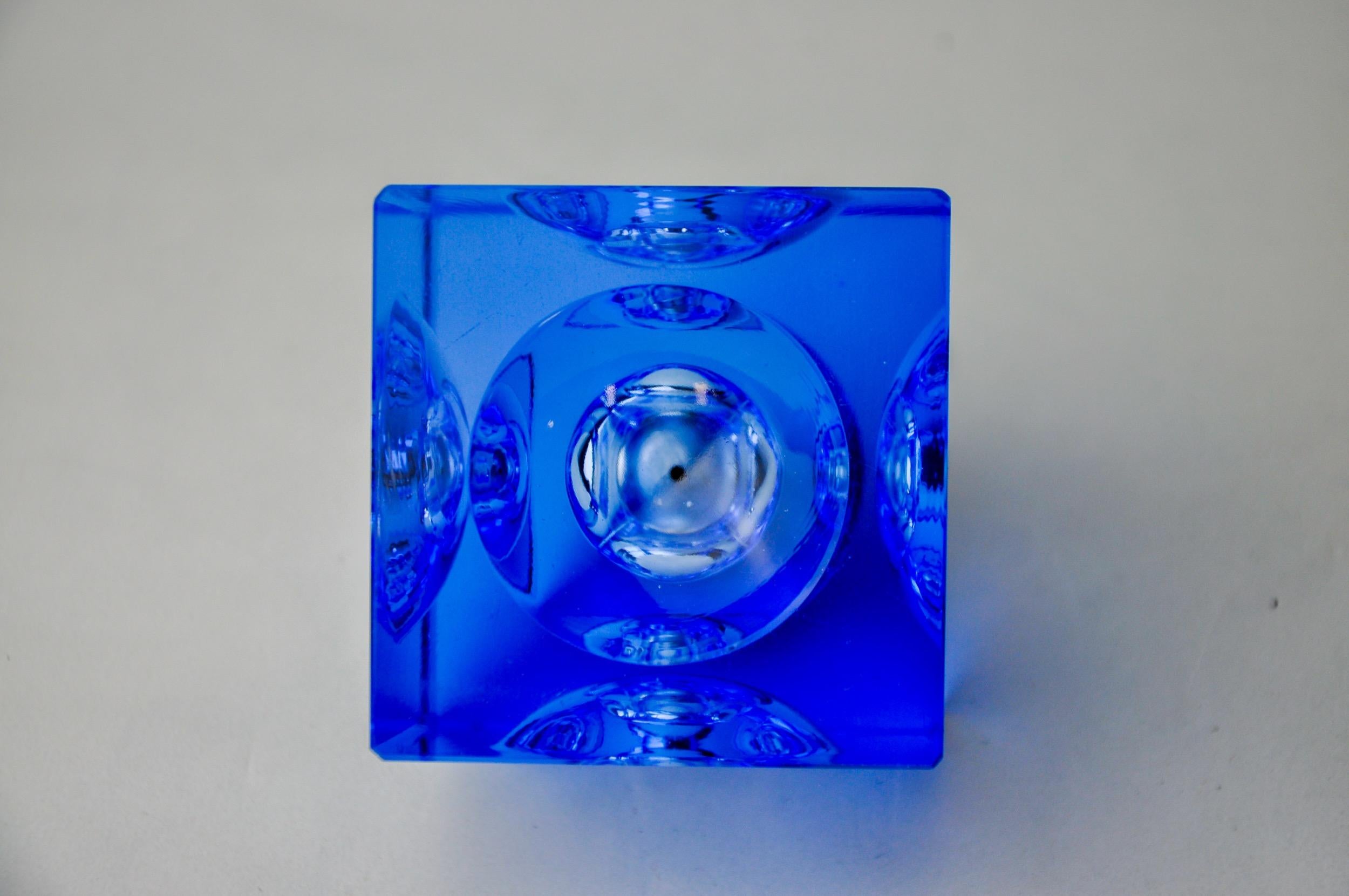 Feuerzeug von Antonio Imperatore, blaues Muranoglas, Italien, 1970 (Kristall) im Angebot
