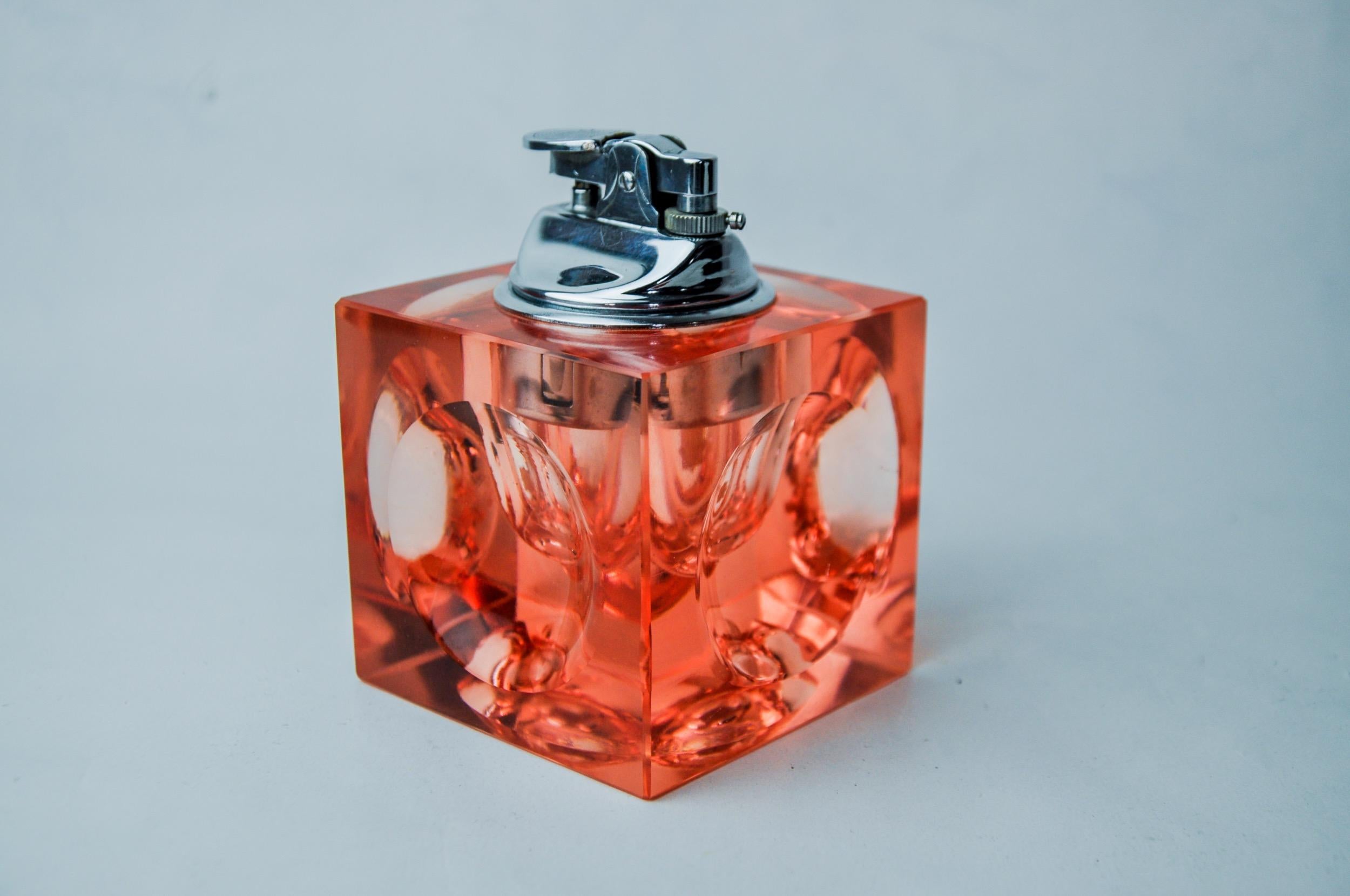 Hollywood Regency Lighter by Antonio Imperatore, pink murano glass, Italy, 1970