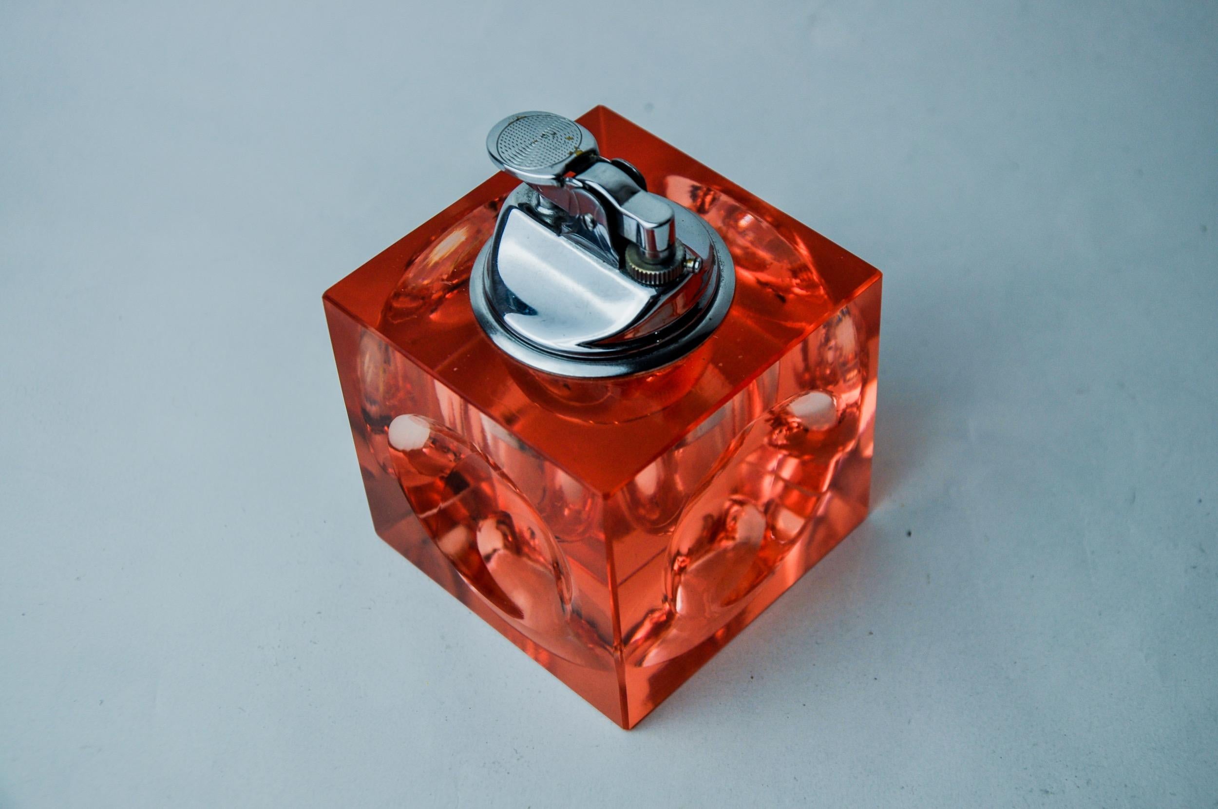 Italian Lighter by Antonio Imperatore, pink murano glass, Italy, 1970