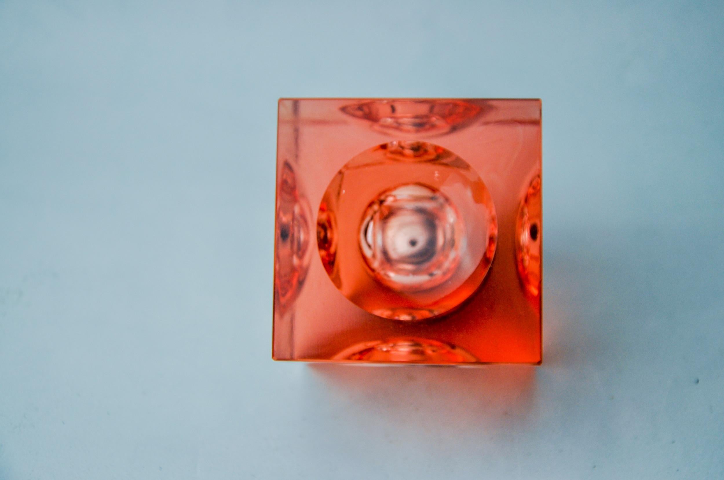 Crystal Lighter by Antonio Imperatore, pink murano glass, Italy, 1970