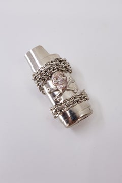 Lighter Case Holder Skull Light Pink Enamel Palladium