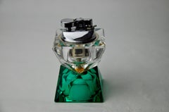 Lighter faceted by Seguso, green and transparent murano glass, Italy, 1970