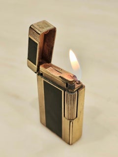 Lighter S.T. Dupont Chinese Lacquer Gold Plated Made In France Midcentury