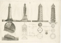 Lighthouse Architecture & Engineering Engravings, Set of 3, c. 1800