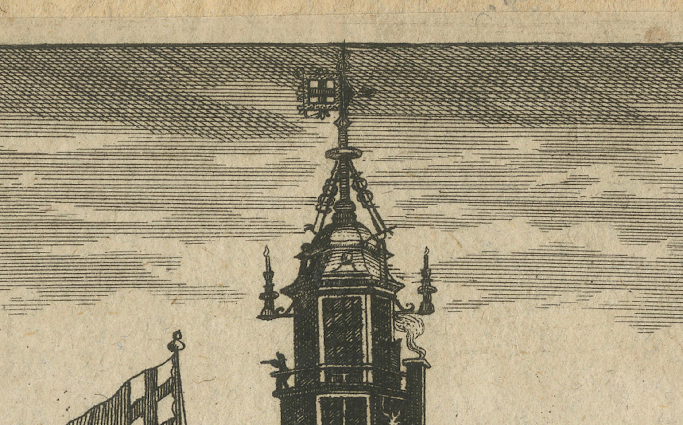 Engraved Lighthouse at Plymouth – Engraving by Pieter van der Aa, Leiden 1707 For Sale