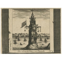 Lighthouse at Plymouth – Engraving by Pieter van der Aa, Leiden 1707