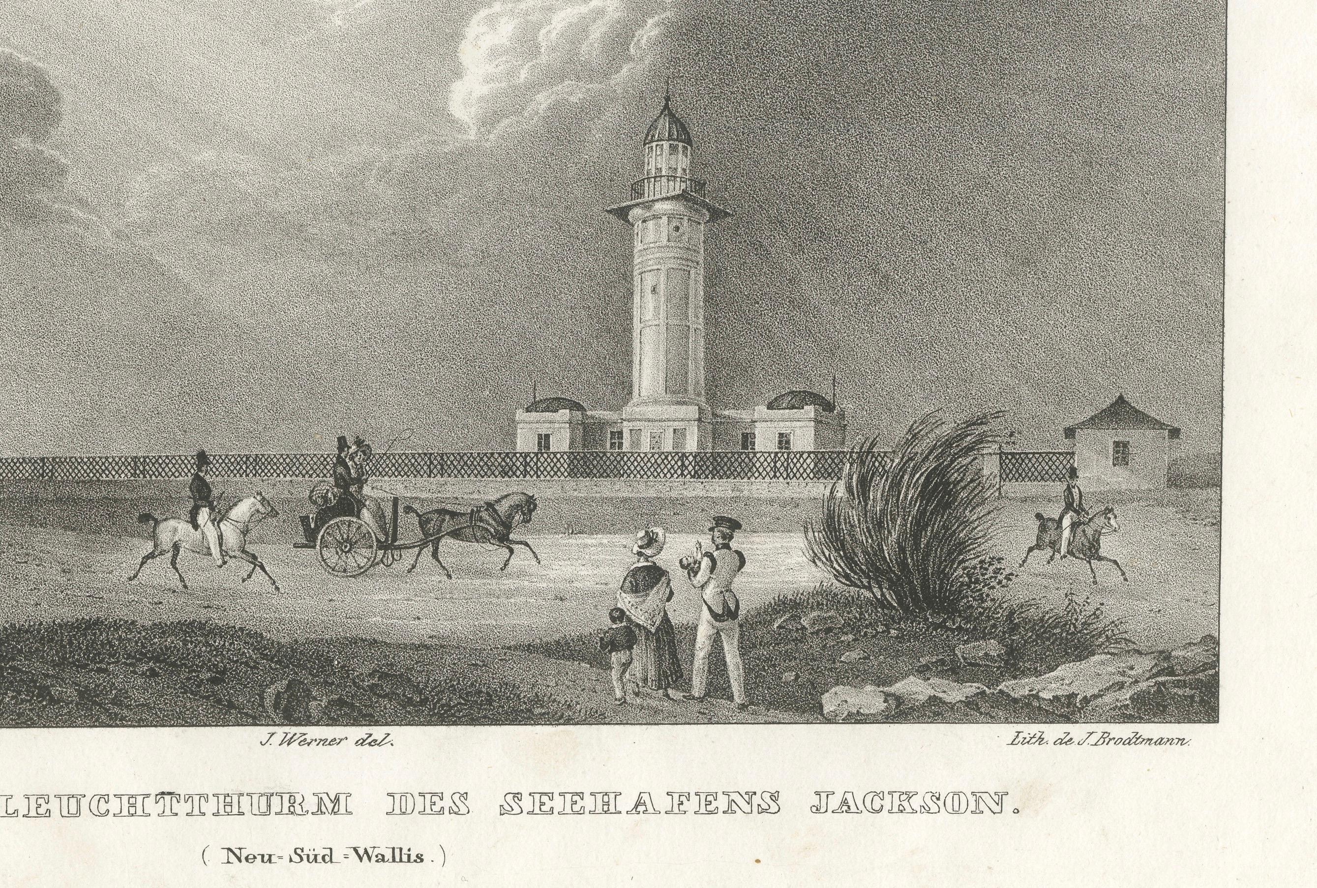 Milieu du XIXe siècle Lighthouse de Port Jackson, Nouvelle-Galles du Sud, Australie - Publié en 1836 en vente