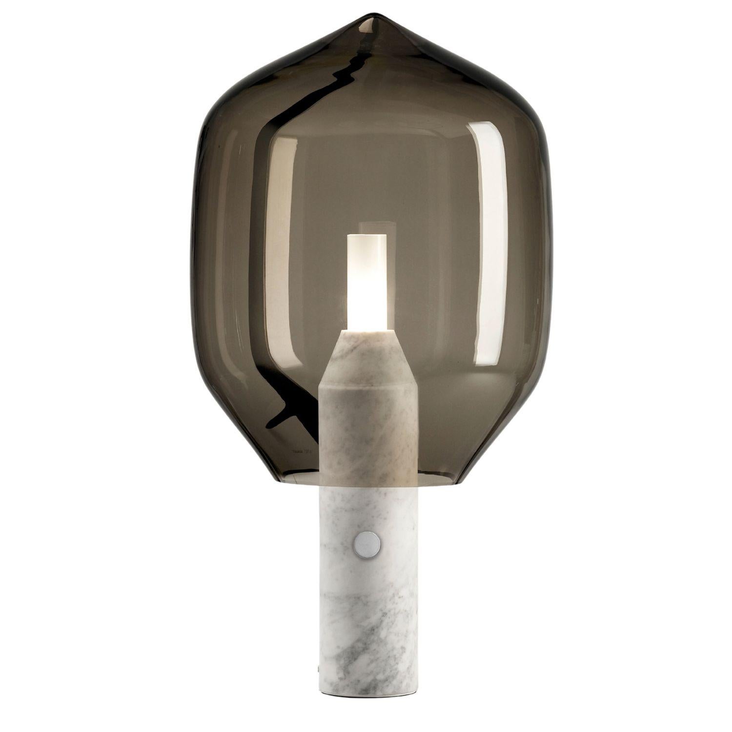 'Lighthouse’ Table Lamp in Black Marble and Grey Glass for Established & Sons For Sale 4