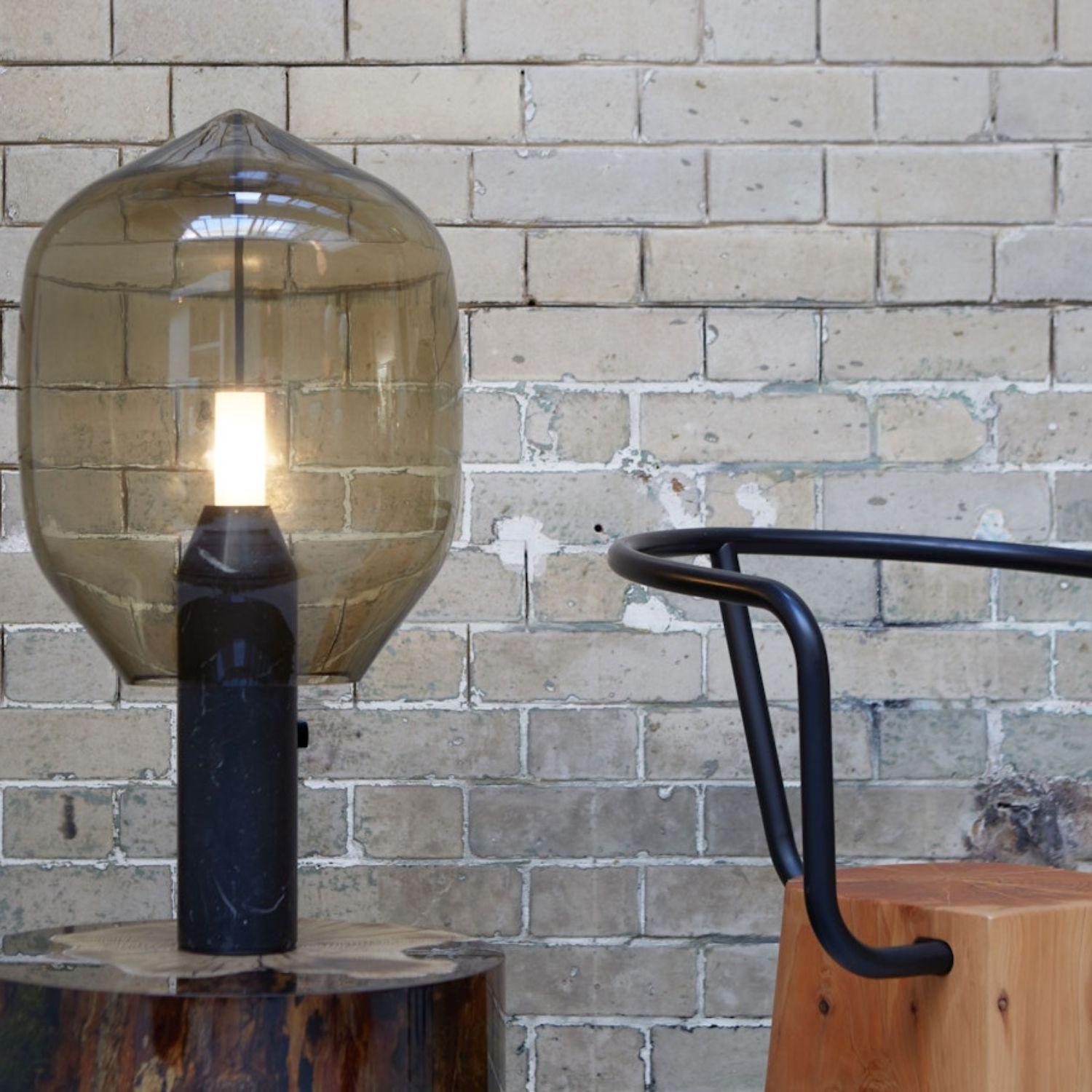 Mid-Century Modern 'Lighthouse’ Table Lamp in Black Marble and Grey Glass for Established & Sons For Sale